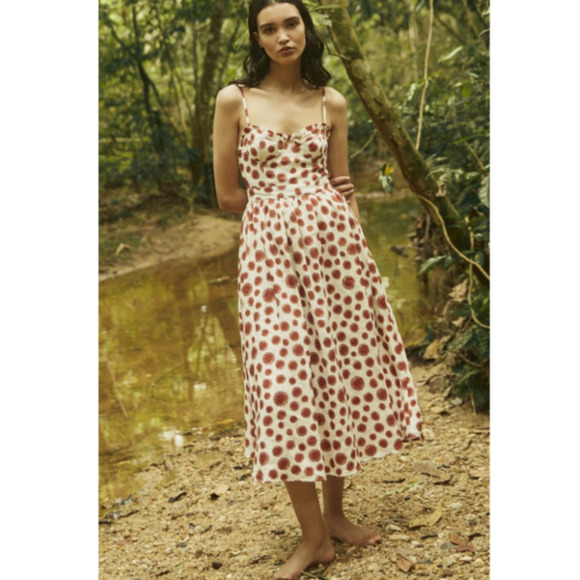 Agua Bendita Dresses & Skirts - NWT AGUA BY AGUA BENDITA Acacia‎ Erizos Printed Linen Midi Dress Size L